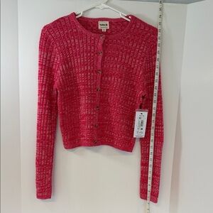 Hurley Hot Pink Ribbed Button-Up Cardigan